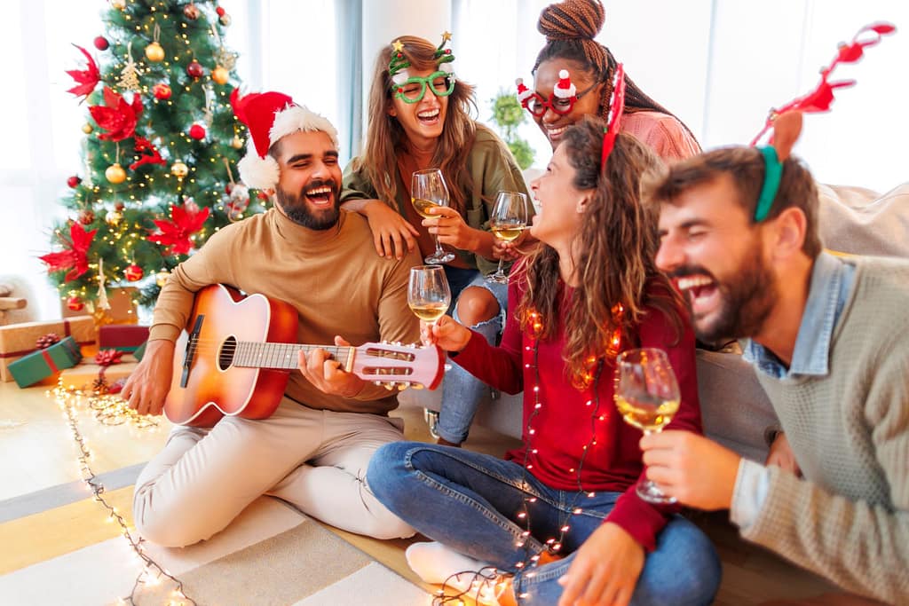 Family singing carols together